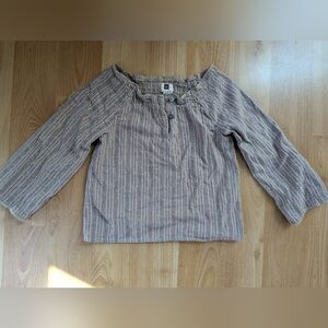 Tea Collection Striped Peasant Blouse in Mauve and Cream Toddler Girl Size 2